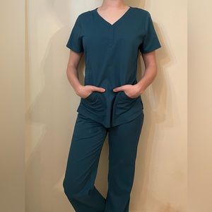 Healing Hands Purple Label Teal Scrub Set M top/SM Pants
